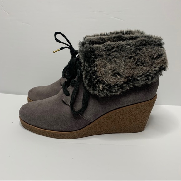 New Cole Haan Coralie Wedge fur Bootie 8 boots - Picture 7 of 10